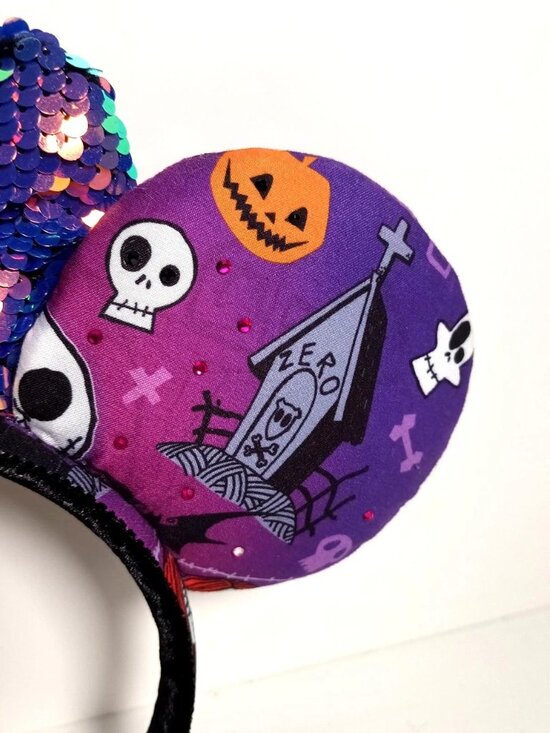 Custom Nightmare Before Christmas Minnie Ears Headband Purple Jack Skellington main image 11